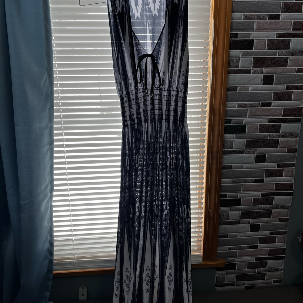 Blue  and White Maxi Dress